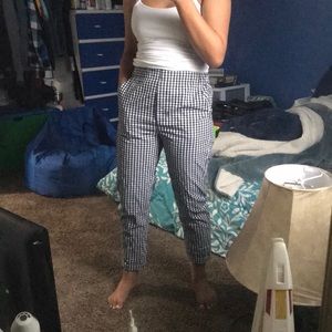black and white plaid pants